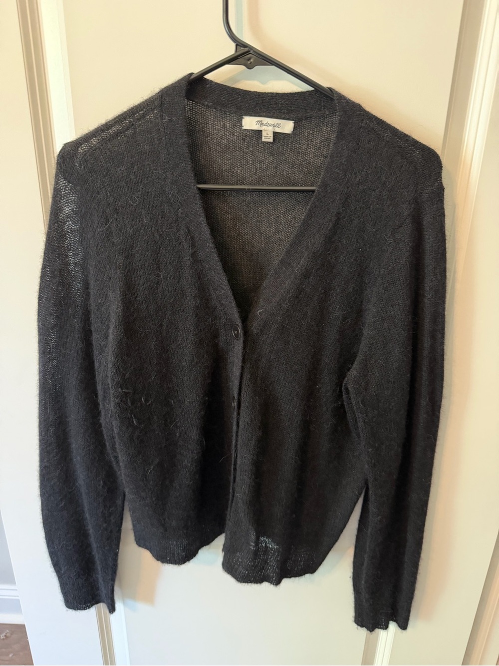 Madewell Black V-Neck Button Cardigan